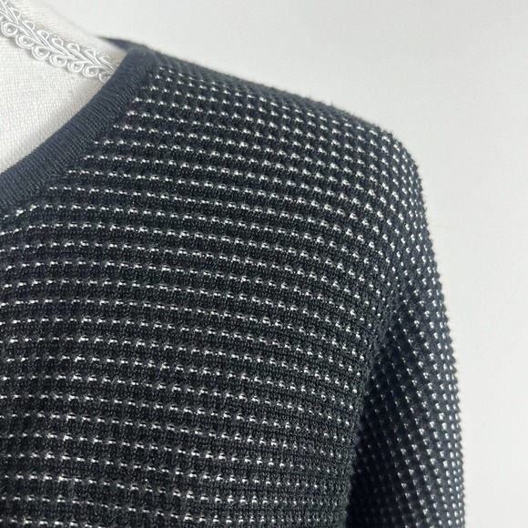 Eileen Fisher Textured Black White Open Cardigan L Silk Organic Cotton - Picture 3 of 9